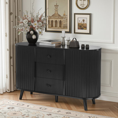 47.2" Modern Multi-Functional Grille Sideboard With 3 Drawers