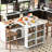 White Rolling Kitchen Island With 2 Ports, Fluted Glass Doors, Convenient & Stylish Medium Width Extended Table - Led , Power Outlet, Storage,-1847595954