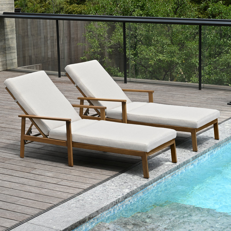 SeeHill Pool Lounge Chair, Aluminum Outdoor Chaise Lounge with Thick Cushion, Outdoor Lounger Pool Furniture with 6-Position Adjustable Backrest, Patio Lounge Chair for Outside, Deck