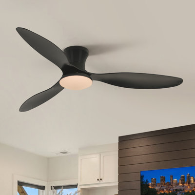 Ventilateur de plafond d'intérieur à pales en ABS 52 po avec éclairage à DEL à intensité variable et télécommande Karlena, 3 températures de couleur, moteur CC réversible à 6 vitesses, minuterie