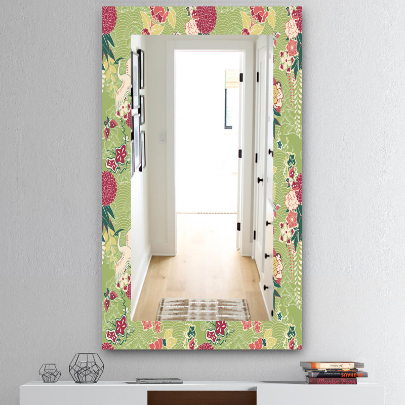 Miroir mural bohémien et éclectique en soie oriental, H 39,4 po x l 29,5 po