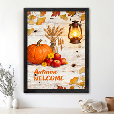 Reproduction d'art encadré noir d'automne rétro WELcom