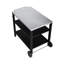 Chariot de barbecue extérieur à 3 niveaux avec surface en acier inoxydable, roues de table de préparation barbecue, barre de service roulante pour patio et cour arrière, support de four à pizza en noir, construction, grand rangement, stable