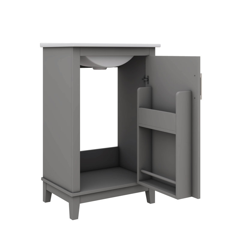 Ensemble de meuble-lavabo élégant en céramique 20 po et lavabo en céramique, Gris