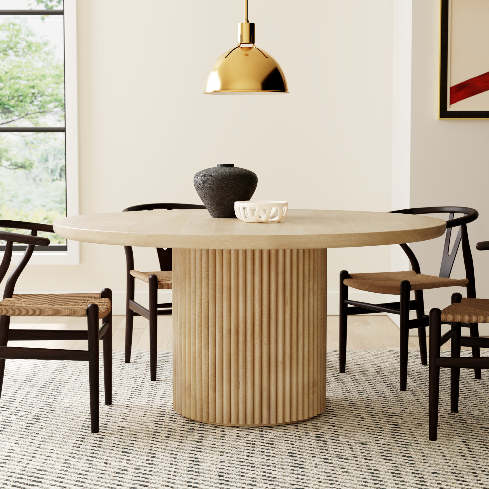 Chessa 60" Mango Dining Table, Light Brown