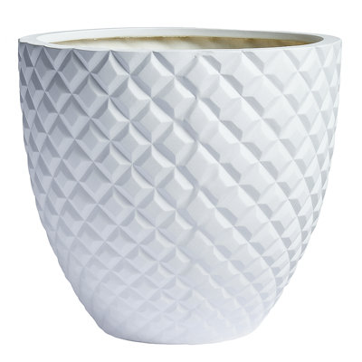 Windrim White Fiberstone Handmade Pot Planter - Dia 20"