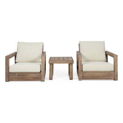 Donnie 3 Piece Outdoor Seating Group with Cushions