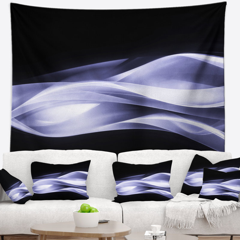 Corwin - lignes abstraites fractales - mauve avec tapisserie noire, H 32 po x l 39 po