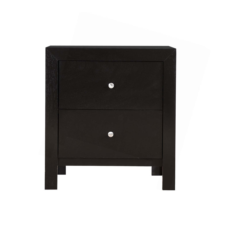 Table de chevet transitionnelle avec deux tiroirs, Noir