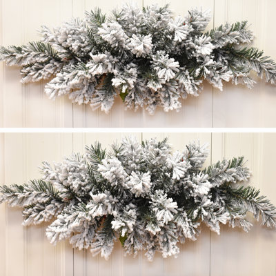 Winter Snow Flocked Faux Pine Swag