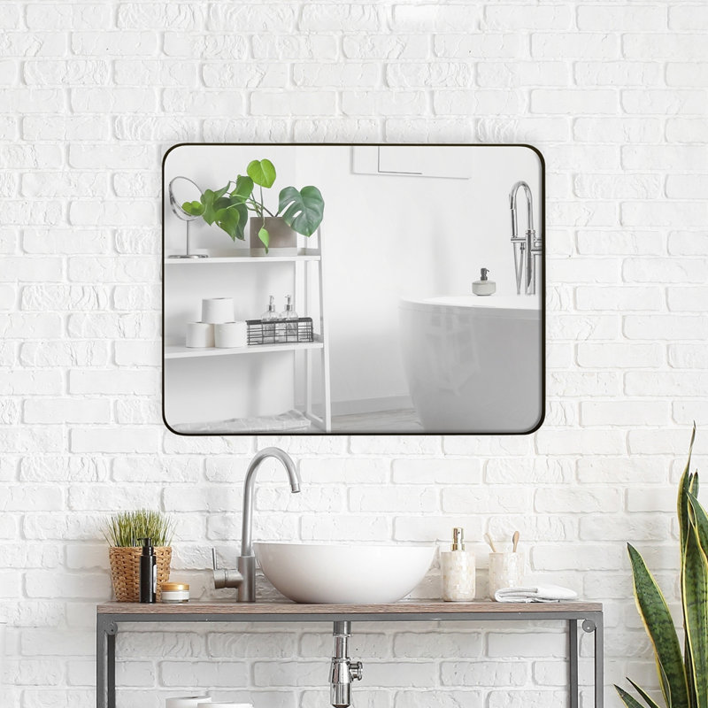 Miroir mural mural avec cadre en métal, 36 po x 24 po