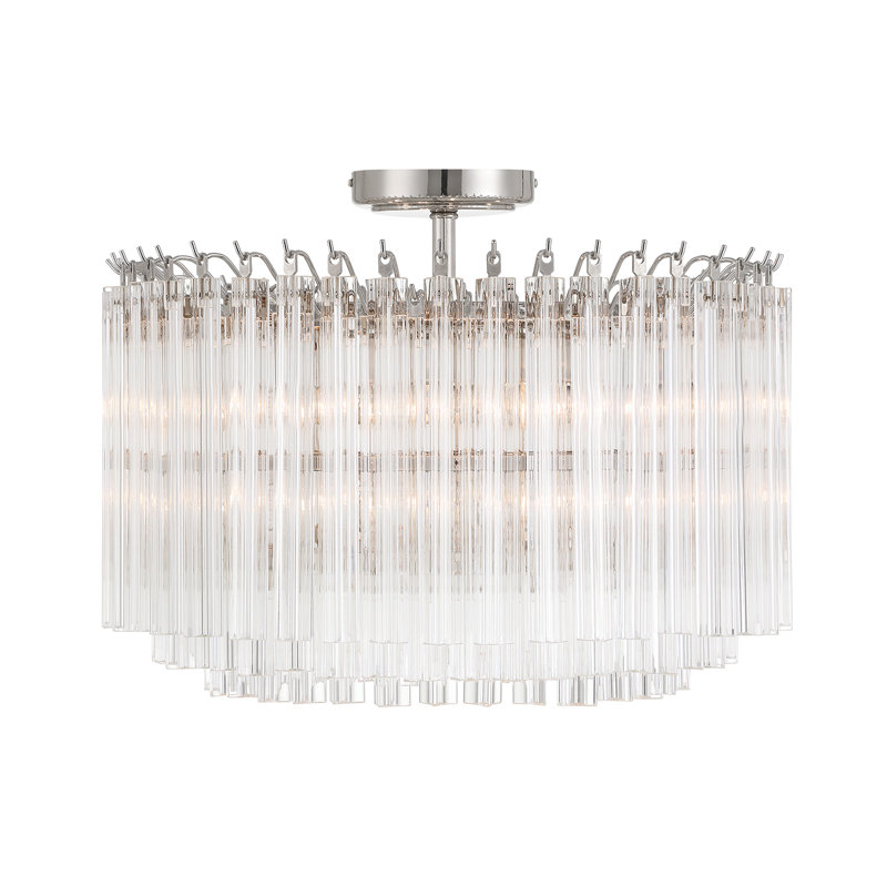 Huntsberry 5 Light Polished Semi Flush Mount, Nickel