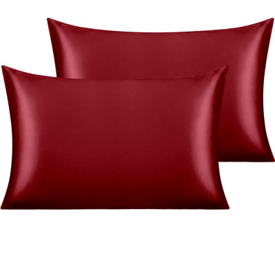 Satin Pillowcases with Envelope Closure, Hair & Skin Friendly Pillow Covers, 2 Pack