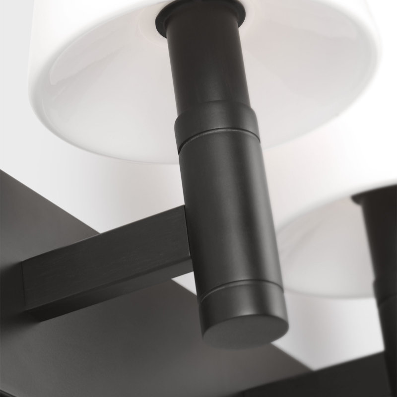 Thomas O'Brien Beckham Classic Bathroom Bedroom Wall Fixture In Aged Iron Finish With Milk Shade, 3 Lights