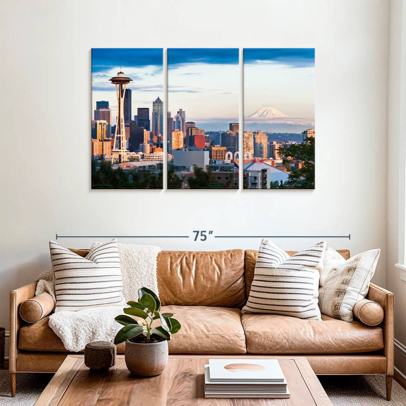 Skyline de Sirci Seattle et Mont Rainier, H 36 po x l 57 po