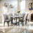 Amaryia Trestle Dining Table in Weathered Gray,Dining table,Kitchen table with marble top
