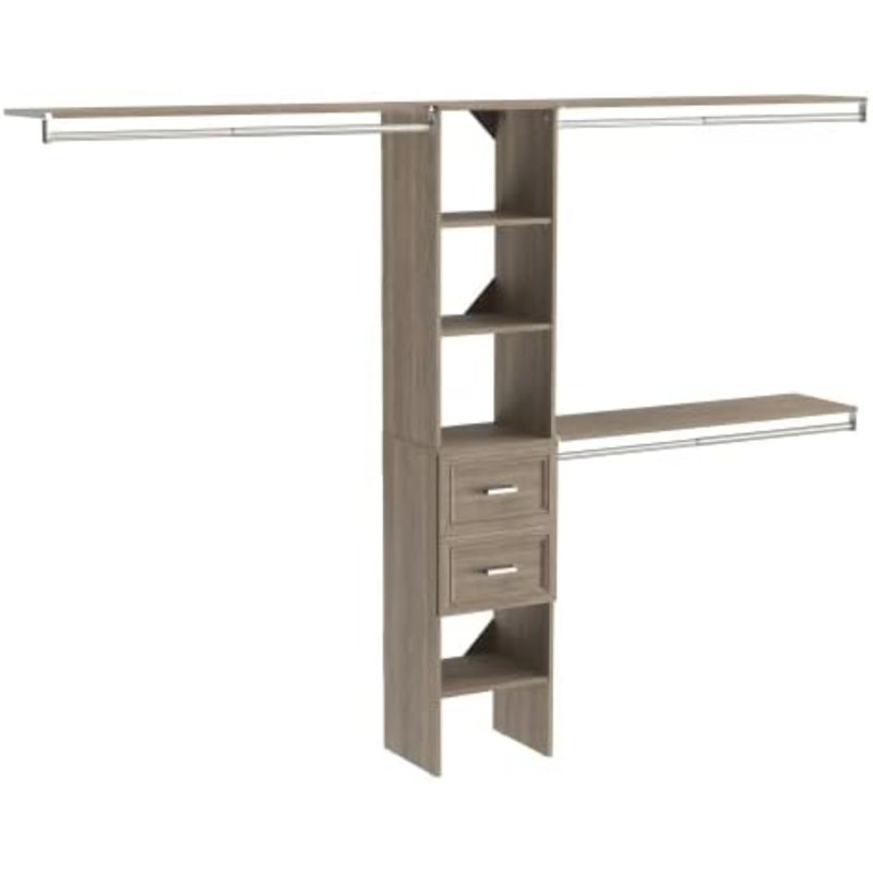 Organisateur de placard avec tablettes et 2 tiroirs Suiteymphony, gris naturel, 16 po