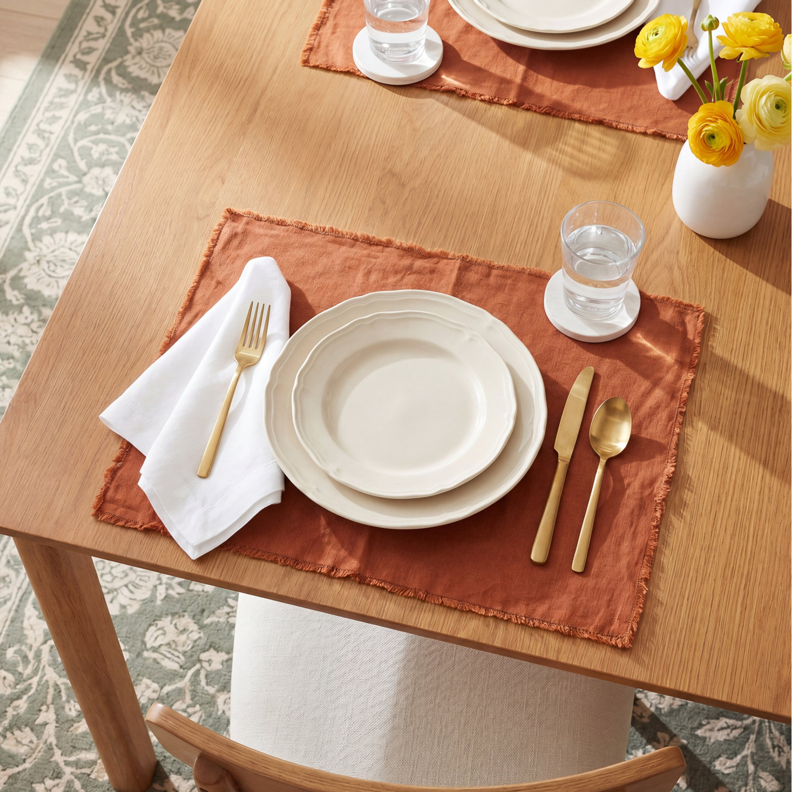 Zadia Reversible Linen Placemat, Terracotta