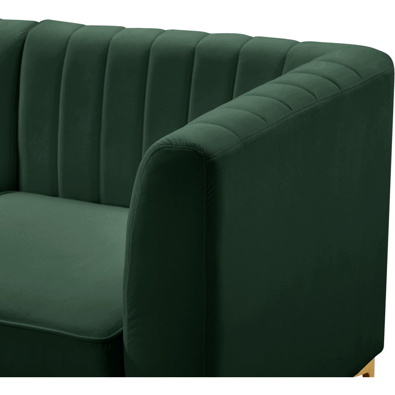 Enson Velvet Corner Chair, Green Velvet