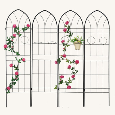 4 Pack Metal Garden Trellis 78.7" X 19.7" Rustproof Trellis