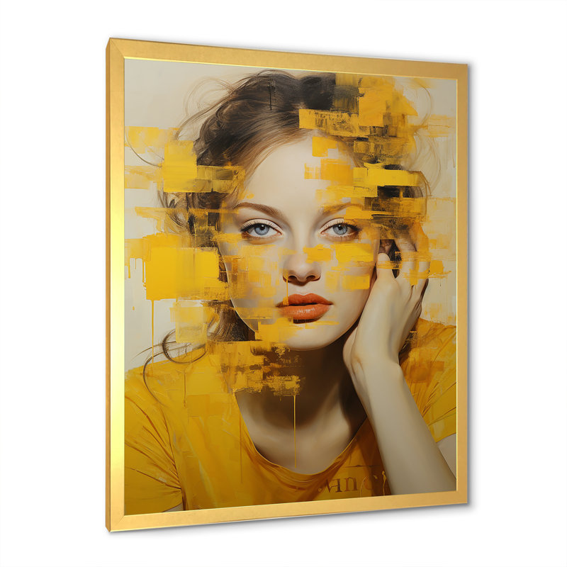 «Fashion Lemon», paroles de femme encadrée sur toile, Cadre doré simple, H 32 po x l 24 po x P 1 po