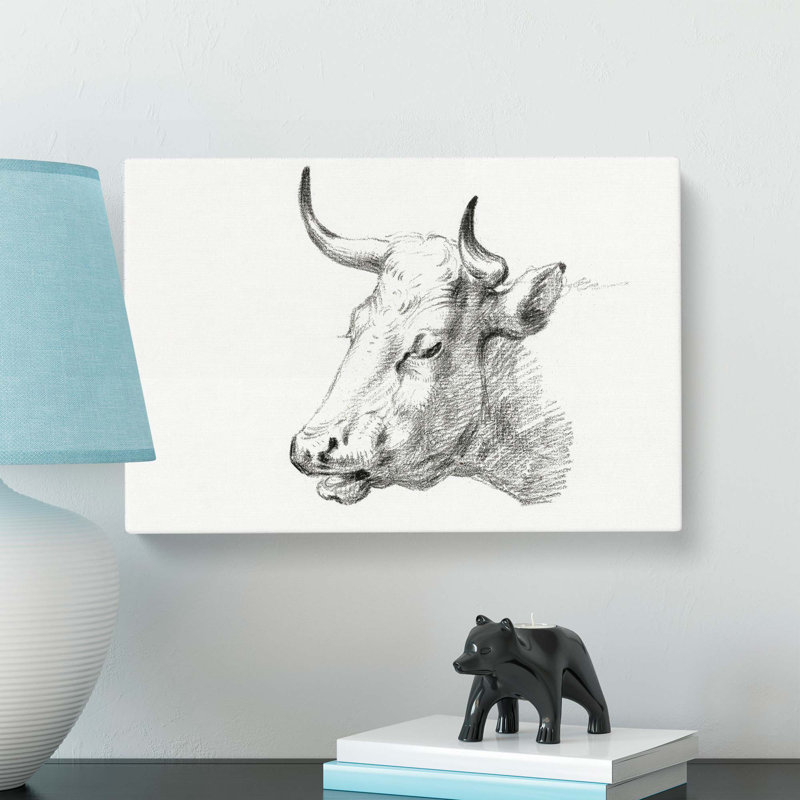 Head of a Cow by Jean Bernard - Wrapped Canvas, 50cm H x 76cm W x 3cm D
