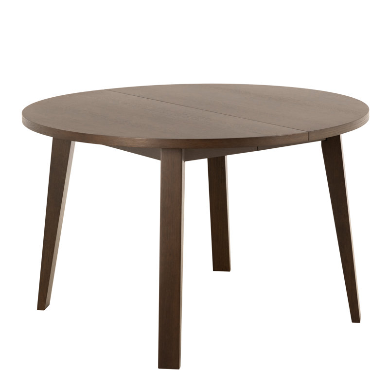 Jamila Extendable Round Dining Table, Smoked Oak