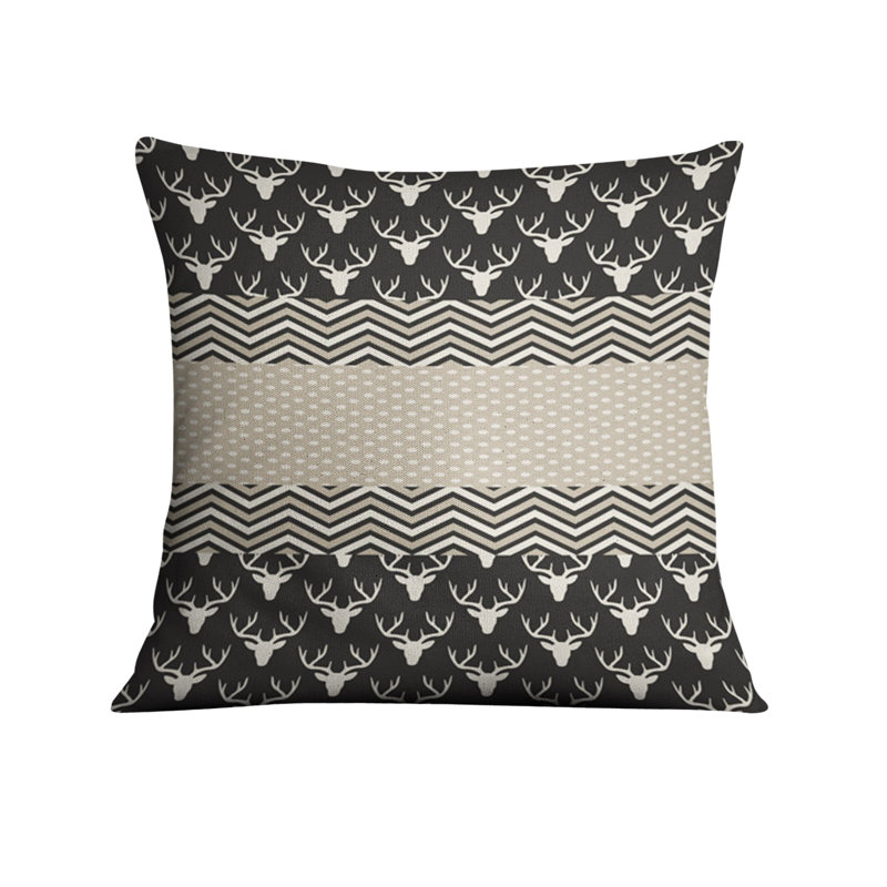 Coussin décoratif avec insert, Noir / chevron brun 2, H 18 po x l 18 po