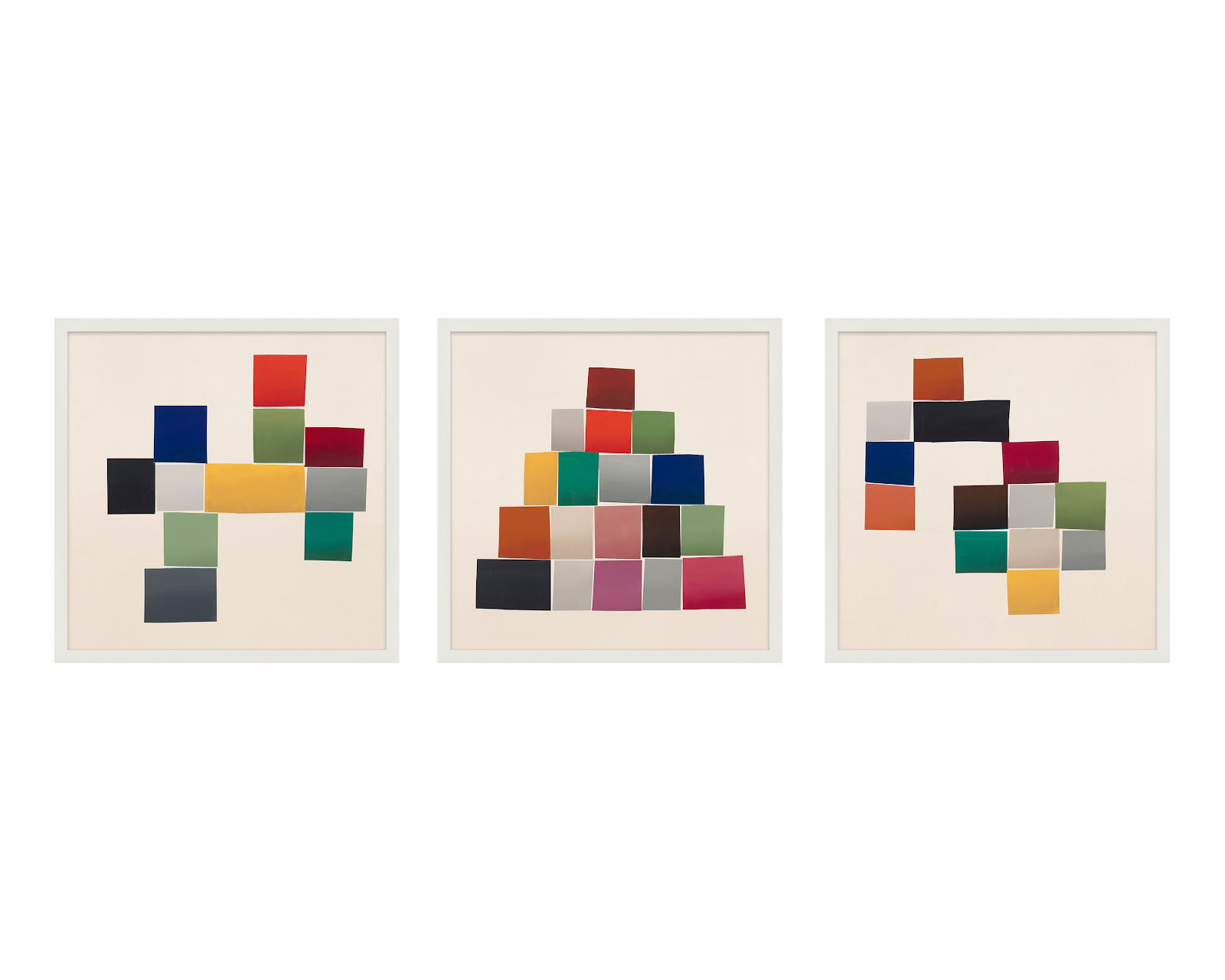 Jewels. Set Of 3 by Lee Lessem, 30" H x 30" W x 1.25" D, White Framed
