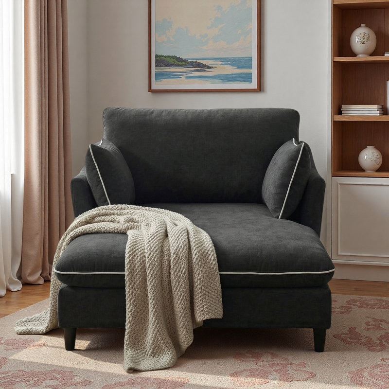 Chaise longue moderne avec coussins, Noir