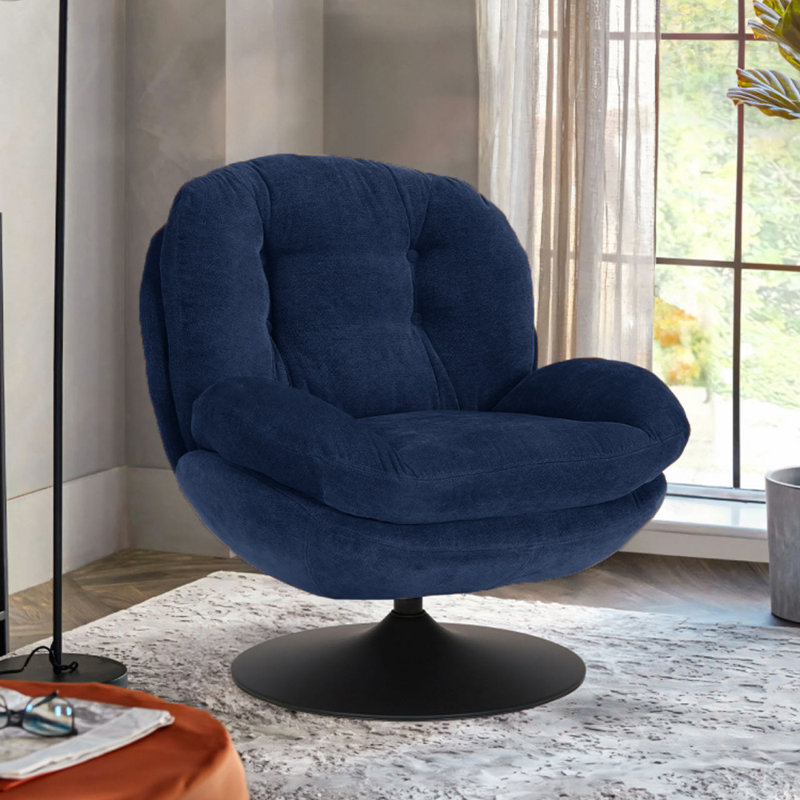 Bonhomme Upholstered Swivel Accent Chair, Blue