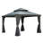 12'X12' Hardtop Gazebo Canopy,Outdoor Aluminum Gazebo With Galvanized Steel Double Roof,Permanent Gazebos With Drainage System,Curtain And Netting Included,Grey