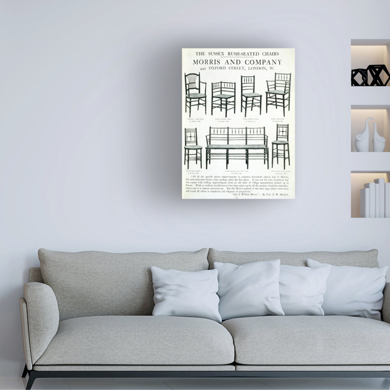 Art anglais sur toile, chaises par Rush de l'école anglaise The Sussex, H 24 po x l 18 po