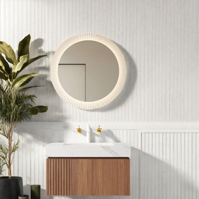 Élégant meuble-lavabo et lavabo en chêne brun, solution de rangement de salle de bain moderne