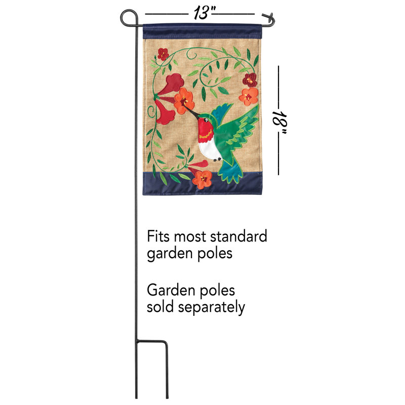Drapeau de jardin en toile de jute 18 x 13 po Souci