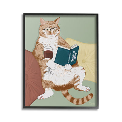 «Cat Reading With Wine» par Tara Royle sur