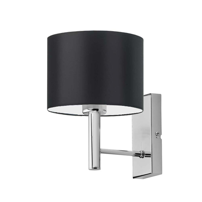 Awez Armed Sconce, Chrome, Black