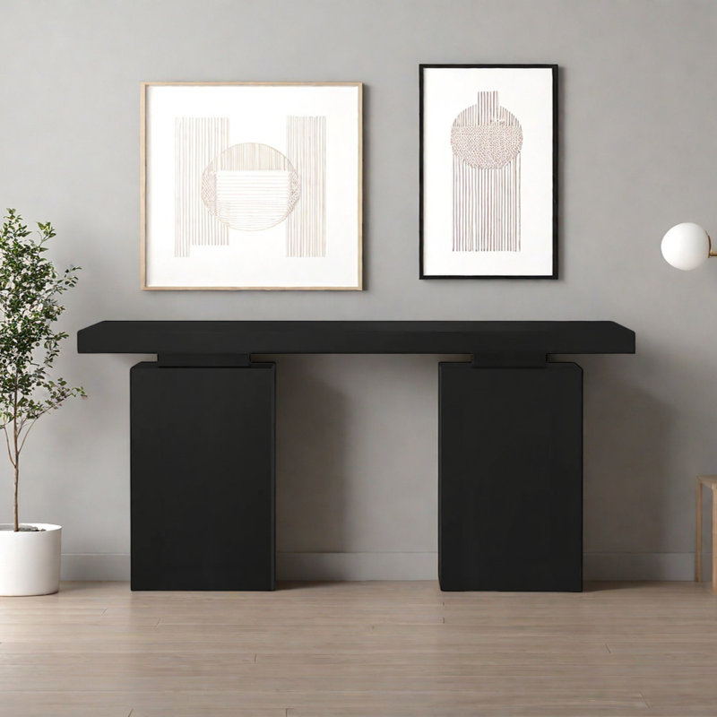 Console Retro Minimalist Elegant, H 35,43 po x l 70,87 po x P 15,75 po, Noir