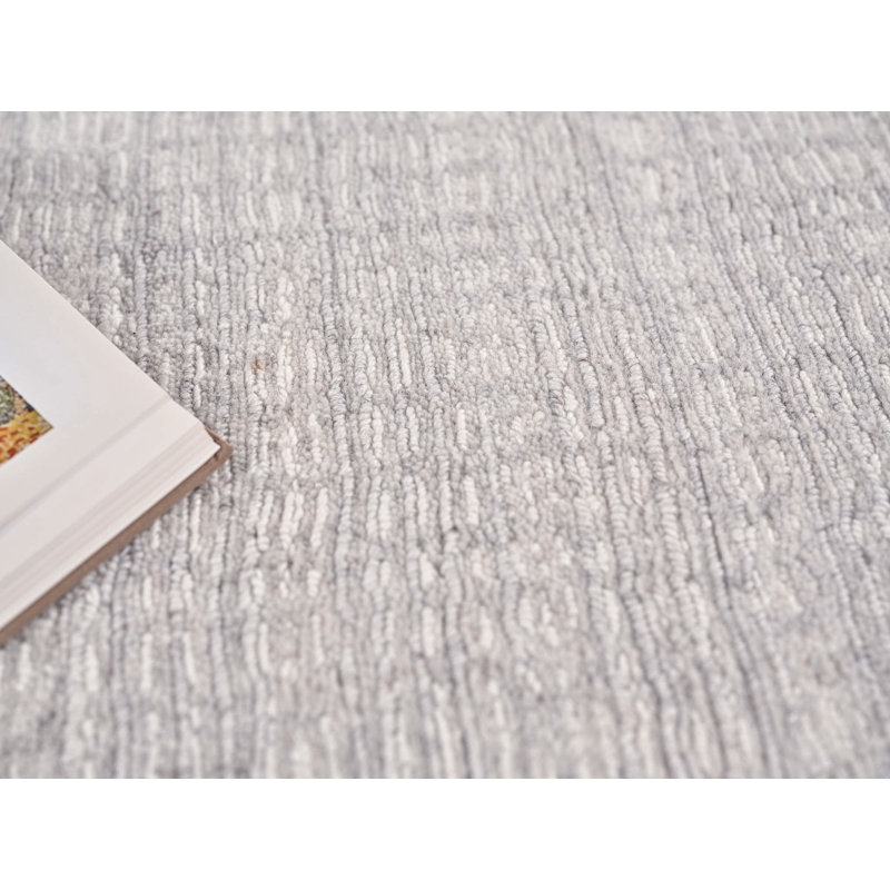 Alpine Hand Loomed Plaid Area Rug in Silver/Ivory, Rectangle 2' x 3'