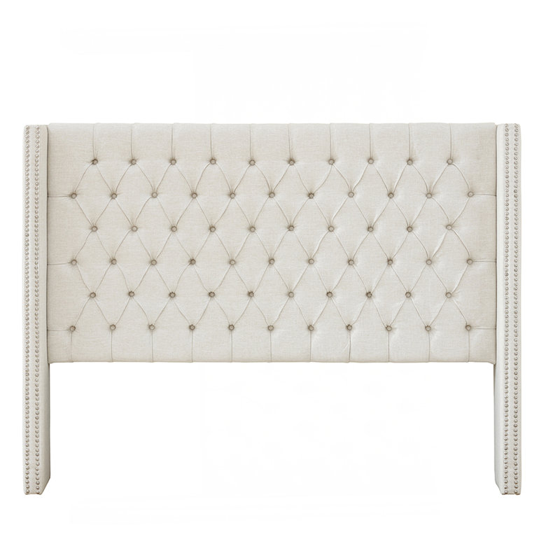 Tête de lit tapissier crème grand, Crème, crème, Grand lit