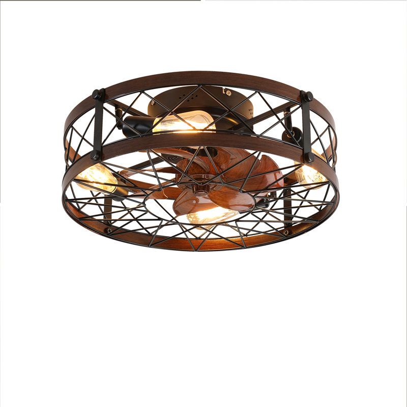 Ventilateur de plafond moderne avec télécommande légère, 3 pales en bois massif, convient pour l'intérieur et l'extérieur