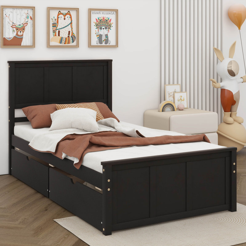 Two Drawer Platform Storage Bed, Espresso