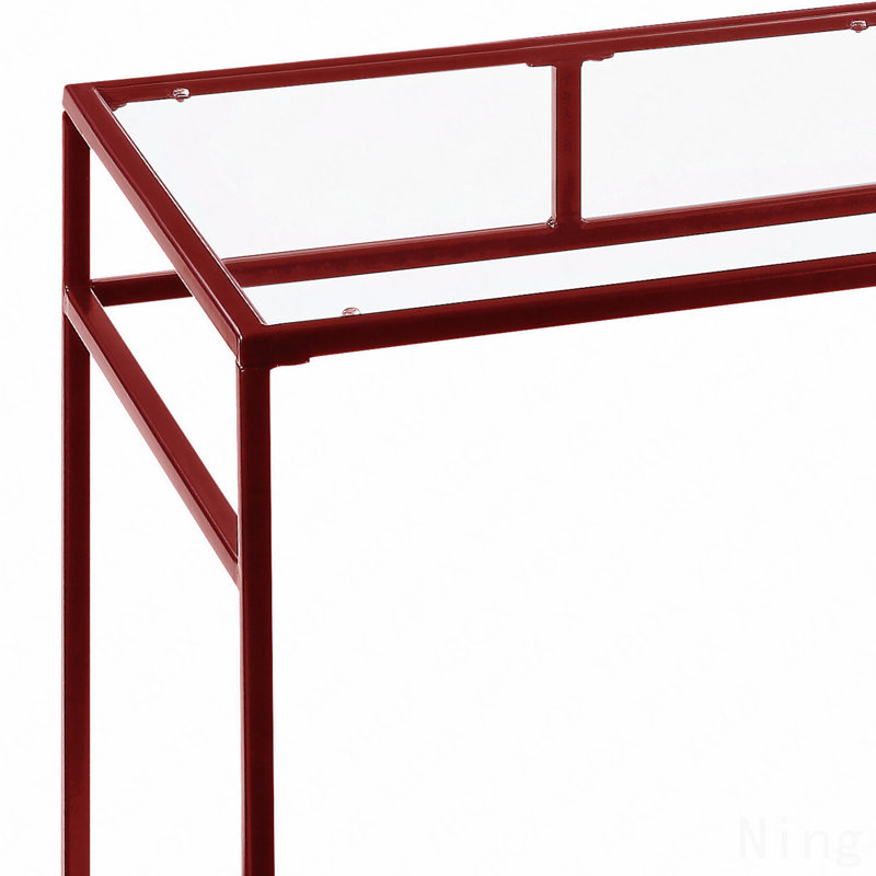 Glass Top & Red Finish Writing Desk