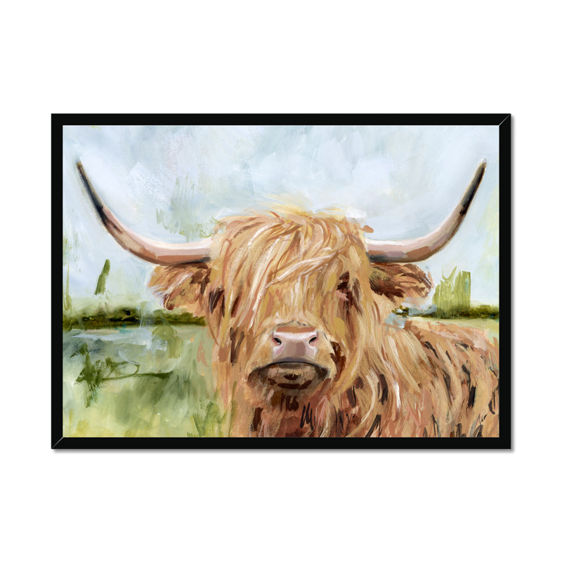 Highland Grazer I by Victoria Borges- Wrapped Canvas Painting Print, 34cm H x 50cm W, Black Framed Paper Print