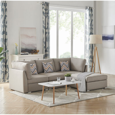 Canapé moderne en tissu avec repose-pieds et coussins 95,3 po Modern