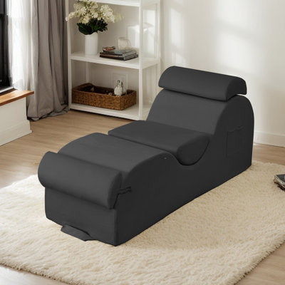 Winston Porter Sleek Chaise Lounge Chair For Yoga Exercise, Curved Yoga Lounger Sofa For Adults Indoor, With Headrest/waist Cushion/movable Footrest/s by Winston Porter