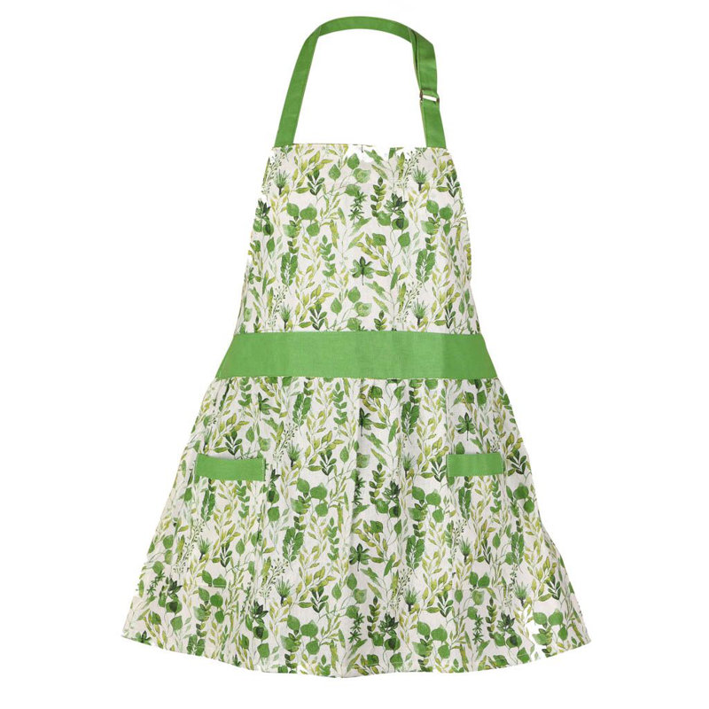 Floral Cotton Bib Apron, 60" L x 50" W