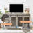 Multifunctional TV Stand Dog Crate with Double Spaces, Ideal for Multiple Dogs and Home Decor, Featuring Storage and Comfort-1943693322