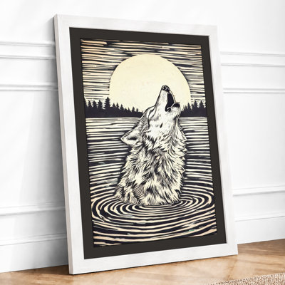 Wolf Under Moon Japandi - Print