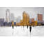 «City on the Horizon», art sur toile gris contemporain